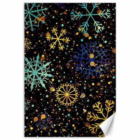 Gold Teal Snowflakes Gold Abstract Christmas Canvas 12  x 18  from ArtsNow.com 11.88 x17.36  Canvas - 1