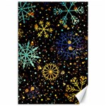 Gold Teal Snowflakes Gold Abstract Christmas Canvas 12  x 18 