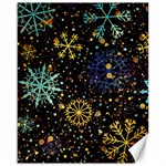 Gold Teal Snowflakes Gold Abstract Christmas Canvas 16  x 20 