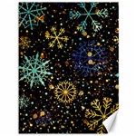 Gold Teal Snowflakes Gold Abstract Christmas Canvas 36  x 48 