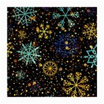 Gold Teal Snowflakes Gold Abstract Christmas Medium Glasses Cloth