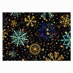 Gold Teal Snowflakes Gold Abstract Christmas Large Glasses Cloth