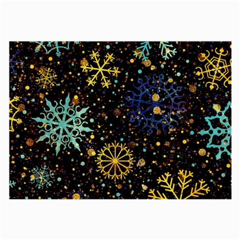 Gold Teal Snowflakes Gold Abstract Christmas Large Glasses Cloth (2 Sides) from ArtsNow.com Back