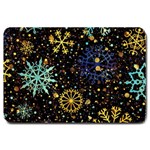 Gold Teal Snowflakes Gold Abstract Christmas Large Doormat