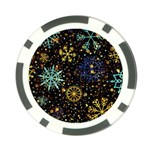 Gold Teal Snowflakes Gold Abstract Christmas Poker Chip Card Guard