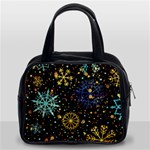 Gold Teal Snowflakes Gold Abstract Christmas Classic Handbag (Two Sides)