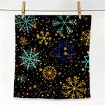 Gold Teal Snowflakes Gold Abstract Christmas Face Towel