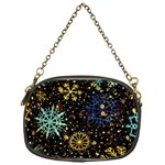 Gold Teal Snowflakes Gold Abstract Christmas Chain Purse (One Side)