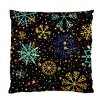 Gold Teal Snowflakes Gold Abstract Christmas Standard Cushion Case (Two Sides)