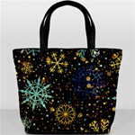 Gold Teal Snowflakes Gold Abstract Christmas Bucket Bag