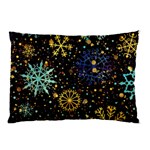 Gold Teal Snowflakes Gold Abstract Christmas Pillow Case