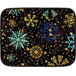 Gold Teal Snowflakes Gold Abstract Christmas Two Sides Fleece Blanket (Mini)