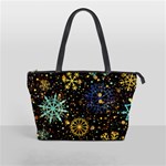 Gold Teal Snowflakes Gold Abstract Christmas Classic Shoulder Handbag