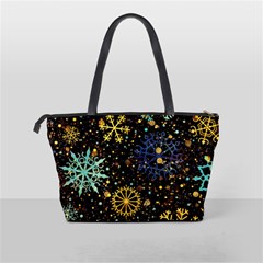 Gold Teal Snowflakes Gold Abstract Christmas Classic Shoulder Handbag from ArtsNow.com Back