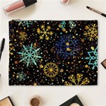 Gold Teal Snowflakes Gold Abstract Christmas Cosmetic Bag (XL)