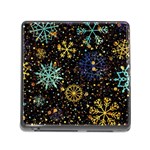 Gold Teal Snowflakes Gold Abstract Christmas Memory Card Reader (Square 5 Slot)