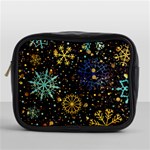 Gold Teal Snowflakes Gold Abstract Christmas Mini Toiletries Bag (One Side)