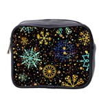 Gold Teal Snowflakes Gold Abstract Christmas Mini Toiletries Bag (Two Sides)