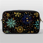 Gold Teal Snowflakes Gold Abstract Christmas Toiletries Bag (One Side)