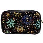 Gold Teal Snowflakes Gold Abstract Christmas Toiletries Bag (Two Sides)