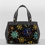 Gold Teal Snowflakes Gold Abstract Christmas Oversize Office Handbag