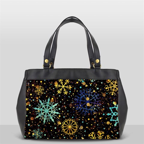 Gold Teal Snowflakes Gold Abstract Christmas Oversize Office Handbag (2 Sides) from ArtsNow.com Back