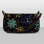 Gold Teal Snowflakes Gold Abstract Christmas Shoulder Clutch Bag