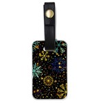 Gold Teal Snowflakes Gold Abstract Christmas Luggage Tag (one side)