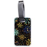 Gold Teal Snowflakes Gold Abstract Christmas Luggage Tag (two sides)