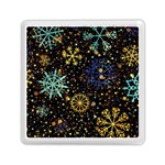 Gold Teal Snowflakes Gold Abstract Christmas Memory Card Reader (Square)