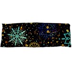 Gold Teal Snowflakes Gold Abstract Christmas Body Pillow Case (Dakimakura)