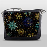 Gold Teal Snowflakes Gold Abstract Christmas Messenger Bag