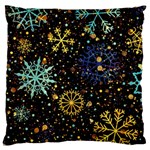 Gold Teal Snowflakes Gold Abstract Christmas Large Cushion Case (One Side)