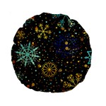 Gold Teal Snowflakes Gold Abstract Christmas Standard 15  Premium Round Cushions