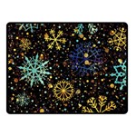 Gold Teal Snowflakes Gold Abstract Christmas Two Sides Fleece Blanket (Small)