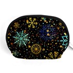 Gold Teal Snowflakes Gold Abstract Christmas Accessory Pouch (Medium)