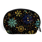 Gold Teal Snowflakes Gold Abstract Christmas Accessory Pouch (Large)