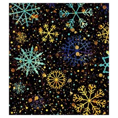 Gold Teal Snowflakes Gold Abstract Christmas Drawstring Pouch (Medium) from ArtsNow.com Front