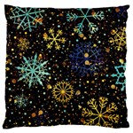 Gold Teal Snowflakes Gold Abstract Christmas Standard Premium Plush Fleece Cushion Case (One Side)