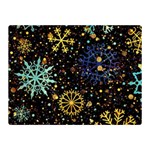 Gold Teal Snowflakes Gold Abstract Christmas Two Sides Premium Plush Fleece Blanket (Mini)