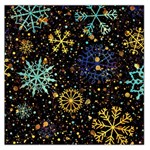 Gold Teal Snowflakes Gold Abstract Christmas Square Satin Scarf (36  x 36 )