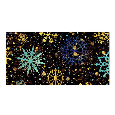 Gold Teal Snowflakes Gold Abstract Christmas Satin Shawl 45  x 80  from ArtsNow.com Front