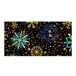 Gold Teal Snowflakes Gold Abstract Christmas Satin Wrap 35  x 70 