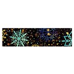 Gold Teal Snowflakes Gold Abstract Christmas Oblong Satin Scarf (16  x 60 )