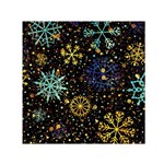 Gold Teal Snowflakes Gold Abstract Christmas Square Satin Scarf (30  x 30 )