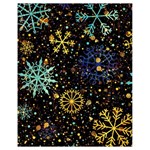 Gold Teal Snowflakes Gold Abstract Christmas Drawstring Bag (Small)