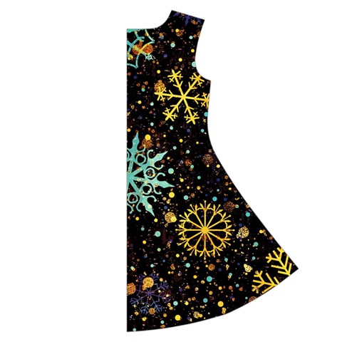 Gold Teal Snowflakes Gold Abstract Christmas Short Sleeve V Back Right