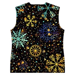 Gold Teal Snowflakes Gold Abstract Christmas Women s Button Up Vest from ArtsNow.com Back