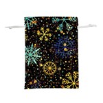 Gold Teal Snowflakes Gold Abstract Christmas Lightweight Drawstring Pouch (S)