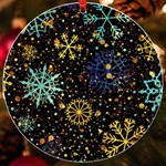 Gold Teal Snowflakes Gold Abstract Christmas UV Print Acrylic Ornament Round